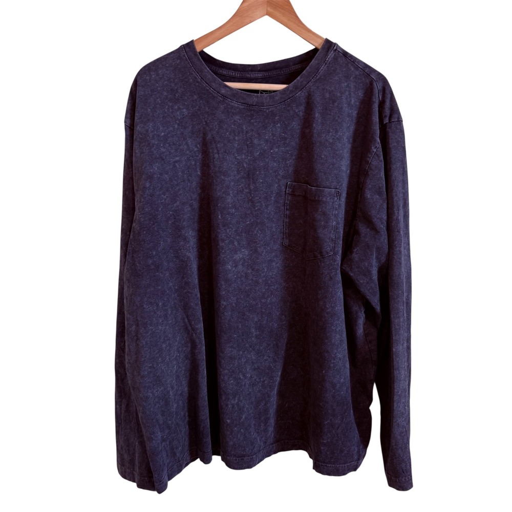 Original‎ Use XXL Long Sleeve Pocket T-Shirt Top Blue Acid Wash Comfort